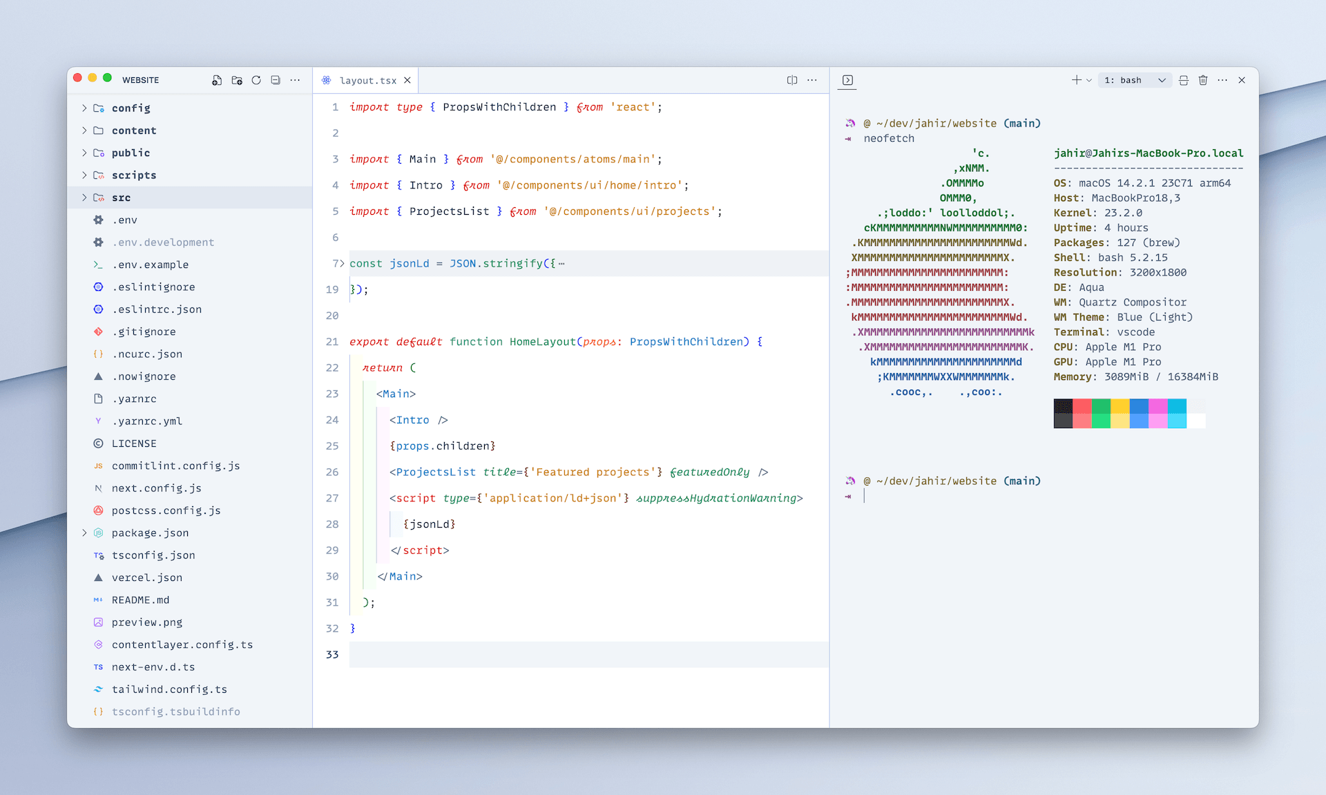 Preview of Prakash's VSCode configuration with Light theme